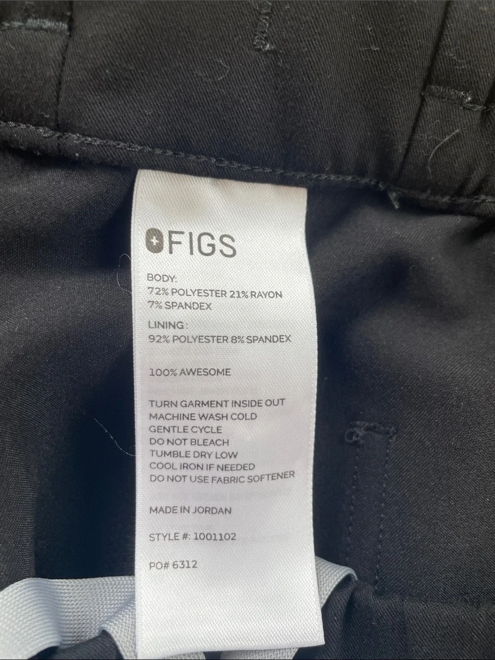 FIGS Technical Collection Scrub Pants 3XL Black Cargo 18”W 30” L Medical Uniform